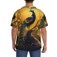 thumbnail image 7 of Goofa Elegant Gold Leaf Peacock Printed Men's Casual Short-sleeved Shirt,Lightweight Breathable Button-down,Summer Casual men's top,Versatile Fashion shirt-Medium, 7 of 7