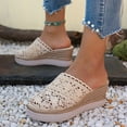 thumbnail image 5 of THDHVS Wedges Heels for Women,Womens Sandals,Fashion Women Casual Round Head Slippers Comfy Beach Casual Shoes Beige 5.5, 5 of 5