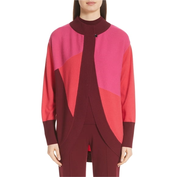 Suéter Cardigan St. John Bloques de color rosa P