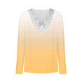 thumbnail image 4 of LYXSSBYX Long Sleeve Shirts for Women Women's Fashion Casual Gradient Loose Lace Long Sleeve V-neck Tops, 4 of 5