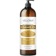 Sesame Seed Oil by Velona - 32 fl oz | 100% Pure and Natural Carrier Oil | Refined, Expeller Pressed | Cooking, Skin, Hair, Body & Face Moisturizing | Use Today - Enjoy Results