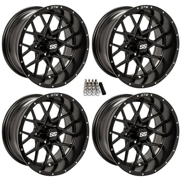 GTW Vortex 2 12" Golf Cart Wheels/Rims Black Yamaha