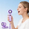 thumbnail image 1 of shyuyusa Portable Handheld Fan With Colorful LED Light Lanyard Transparent Body Personal Cooling Fan USB Rechargeable Mini Air Cooler, 1 of 5