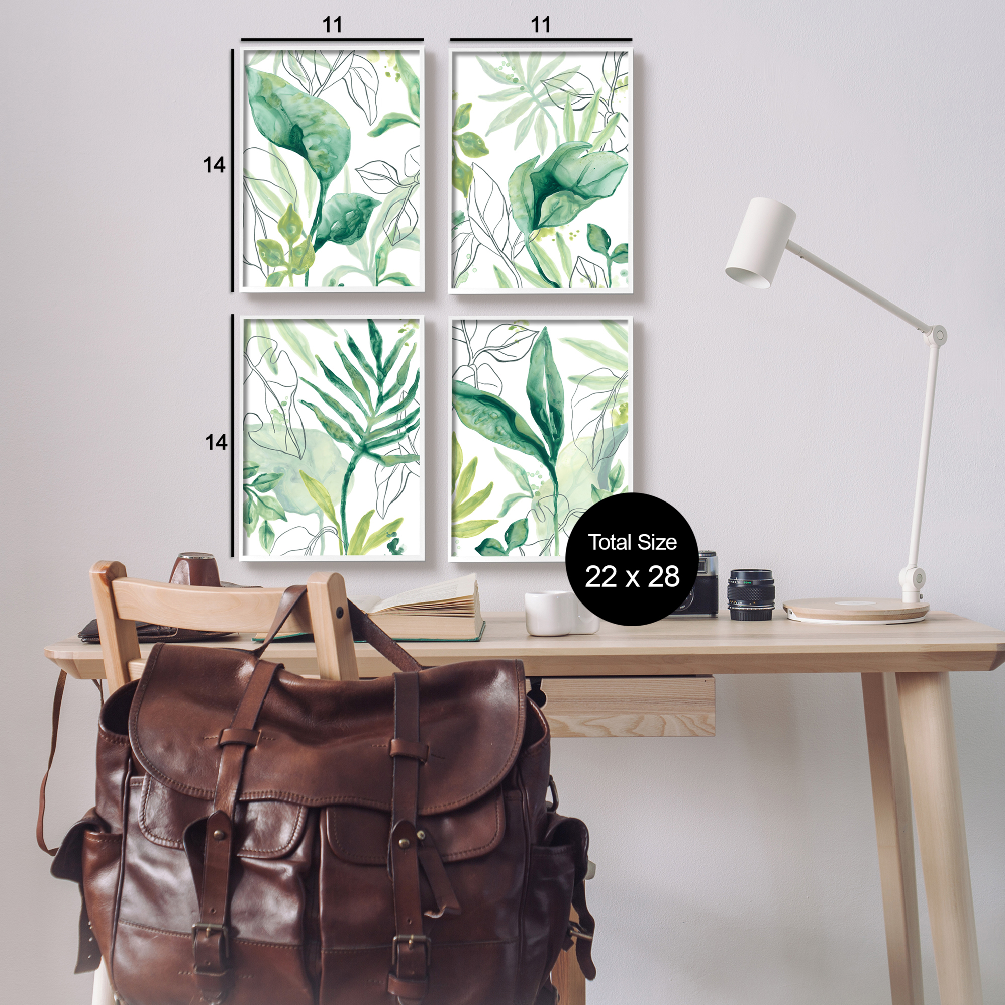 Stupell Industries Varied Green Tropical Plant Leaves Botanical & Floral Painting White Framed Art Print Wall Art, Set of 4