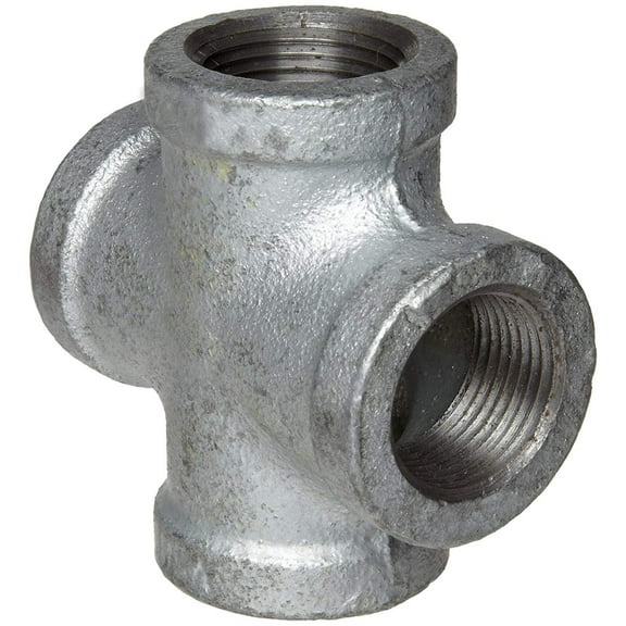 Anvil 8700126892, Malleable Iron Pipe Fitting, Cross, 3/8" NPT Female, Galvanized Finish