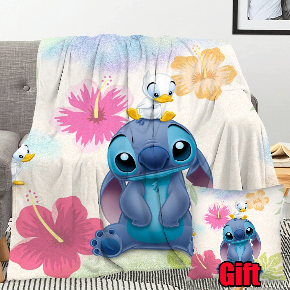 Lilo and Stitch Throws Blanket With Pillow Cover For Home Couch Bed and