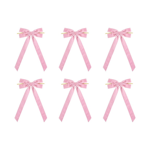 Dmlowu Christmas Tree Bows Ornaments - 5x10 Inch Christmas Bows for Xmas Decor, Velvet Bows for Christmas Tree, 6pcs Hanging Decorations Christmas Bow Gifts for Holiday Party Decor