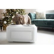 Gamma2 Vittles Vault 2-in-1 Elevated Stainless Steel Dog Bowls with 50 lb Dry Food Storage, White