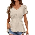 thumbnail image 1 of Birdeem Blouse Mode Femme Manches Courtes Col en V Imprimé de Pâques Ample, 1 of 1