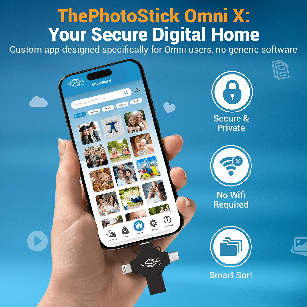 ThePhotoStick Omni X 256GB – Photo and Video Backup, Memory Stick, Flash Drive
