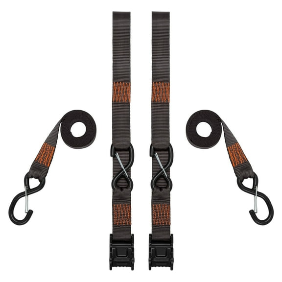 SmartStraps Tactical Heavy Duty Cambuckle Tie Down Straps, 2" x 8 ft, 700 lb Safe Work Load, 2,100 lb Break Strength, Grey, 2-Pack