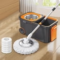 thumbnail image 5 of Anvazise Spin Mop Set with 6 Reusable Thickened Mop Heads Microfiber Mop Heads 360 Degree Rotation Stainless Steel Retractable Handle Floor Cleaning System (Grey and Orange), 5 of 13