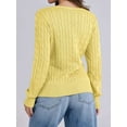 thumbnail image 6 of Women Long Sleeve Cable Knit Sweater Fall Fashion V Neck Fitted Pullover Business Casual Fall Outfits Light Yellow S, 6 of 8