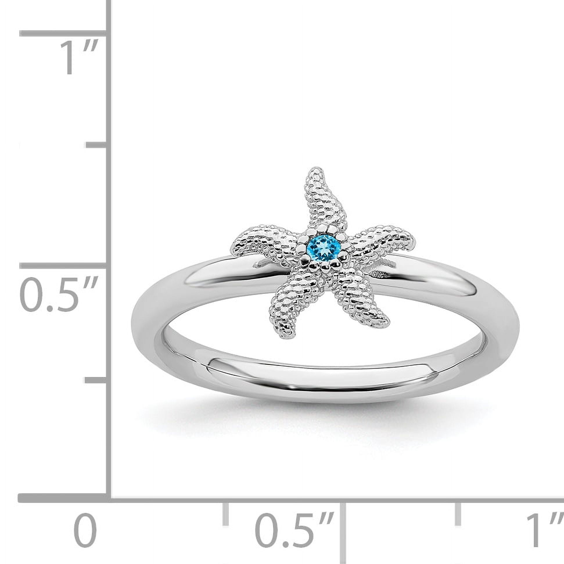 Blue Topaz Sterling Silver Starfish Ring