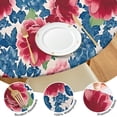 thumbnail image 4 of Pioneer Flower Floral Print Pattern Round Fitted Tablecloth with Elastic Edge,Dining Table Cover Waterproof,Outdoor Round Tablecloth for Camping,Dining,Indoor and Outdoor, 4 of 7
