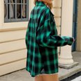 thumbnail image 4 of MELDVDIB Womens Button-Up Plaid Jackets Shirt Vintage Turn Down Neck Light Weight Coats Fall Long Sleeve Oversized Lounge Comfy Outerwear Tops, 4 of 8