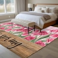 thumbnail image 4 of Pink Tulip Flower Large Area Rugs 8x10 ft Hello Spring Floral Buffalo Plaid Wood Washable Rug Non Slip Indoor Carpet Absorbent Floor Mat for Living Room Bedroom Dining Room, 4 of 9