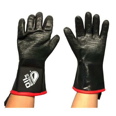 

Oil Shield 12 High Heat 100% Neoprene Gloves 450 Degree Temp Rating Anti-Microbial Liner Fryer Filtration Food Service Safety Size Large