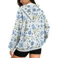 thumbnail image 2 of FOR U DESIGNS Blue Flower Womens Zip Up Hoodies Long Sleeve Fall Oversized Sweatshirts Size XL Ladies Lightweight Zipper Hoodies Jacket with Pockets Sportswear, 2 of 7