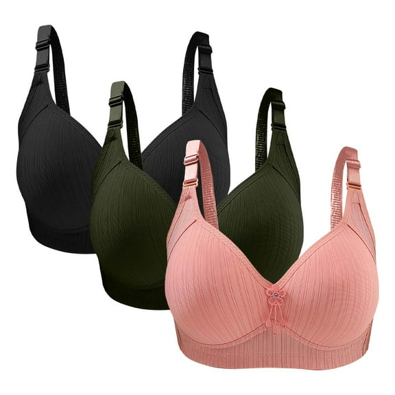 Bigersell Everyday Bras Pack Discouts 3pc Woman's Plus Size Solid Color Without Underwire Gathering Comfortable Bras Daily Bra Balconette Bra Style F-1226 Pinks 44/100