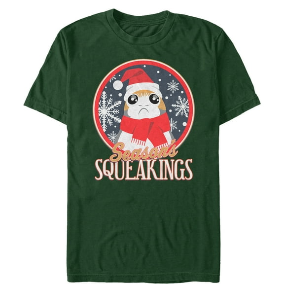 Men's Star Wars The Last Jedi Season Squeakings Porg  Graphic Tee Dark Green Large