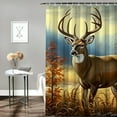 thumbnail image 2 of Chilfamy Deer Grass Flowers Shower Curtain with Hooks, Cloth Fabric Bathroom Decor Set 100% Polyester Fiber Home Bathtubs Decoration 69x72, 2 of 7