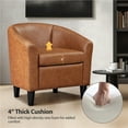 thumbnail image 2 of Yaheetech Faux Leather Barrel Chair with Curved Armrest and Removable Seat Cushion, Brown, 2 of 7