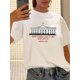 thumbnail image 1 of Vintage-Inspired Geometric Print T-Shirt for Women - Soft Polyester, Crew Neck, Machine Washable - Perfect for Summer, Casual, Round Neck, 1 of 6