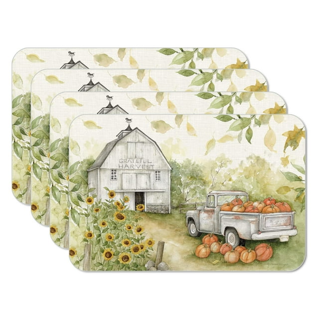 CounterArt "Pumpkin Farm" 4Pack Reversible Flexible Plastic Tabletop