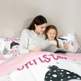 thumbnail image 4 of jejeloiu Cartoon Christmas Snowman 7-Piece Bedding Comforter Set,Graffiti Style King Bedding Sets,Pink White Gray Bed Sheets For Girl Boys Kids,Super Cozy Room Decor Reversible, 4 of 8