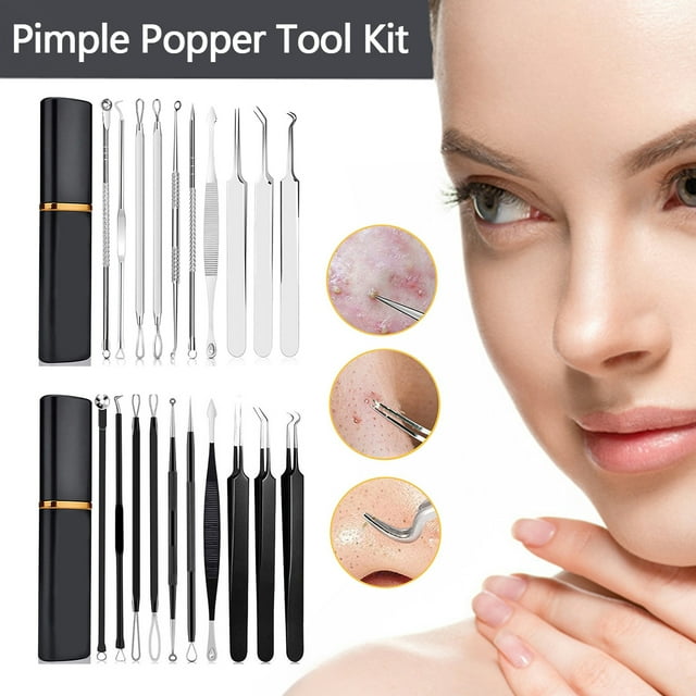 Muyoka 10 Uds Kit de herramientas para espinillas, removedor de espinillas de acero inoxidable, herramienta extractora de comedones Muyoka Hogar