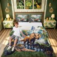 thumbnail image 2 of meiyoeat Waterfall Mountain Dino Full Size Comforter Sets for Boys Girls, Natural Prehistoric Wildlife Bedding Comforter Set, Green Brown, Grey Reversible, 3-Piece, 1 Comforter and 2 Pillowcases, 2 of 6
