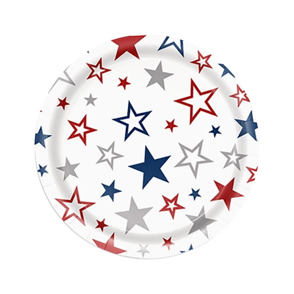 Disposable Paper Plates 4Th Of July Independence Day Patriotic Red White Blue Star 250 Years 1776-2026 7 Inch 10 Pack Dessert Plates For Bbq Party Dining Holiday Tableware White 18Cm