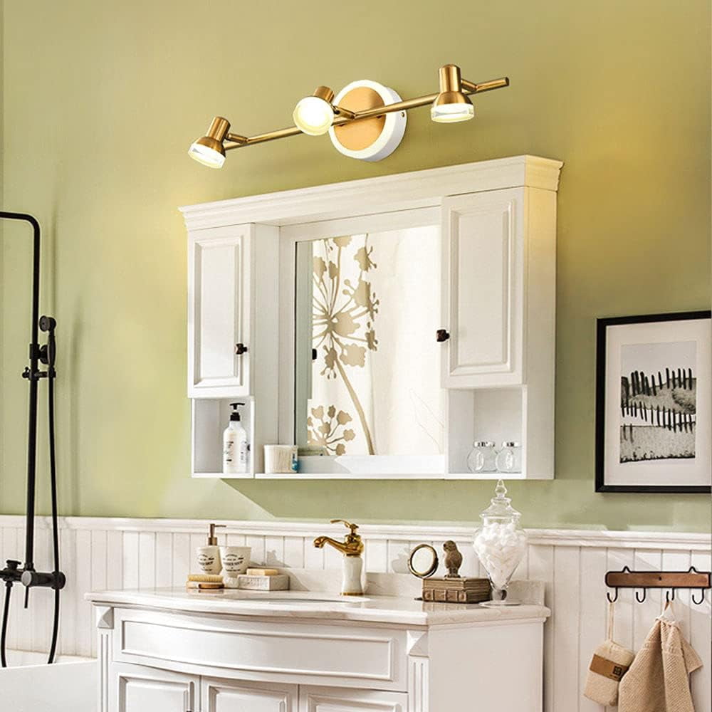 Adjustable Vanity Lighting Fixture LED Bathroom Mirror Lamp, Acrylic Shade Rotating Makeup Mirror Front Light, Bath Vanity Wall Lamps Over Mirror Cabinet for Dressing Table