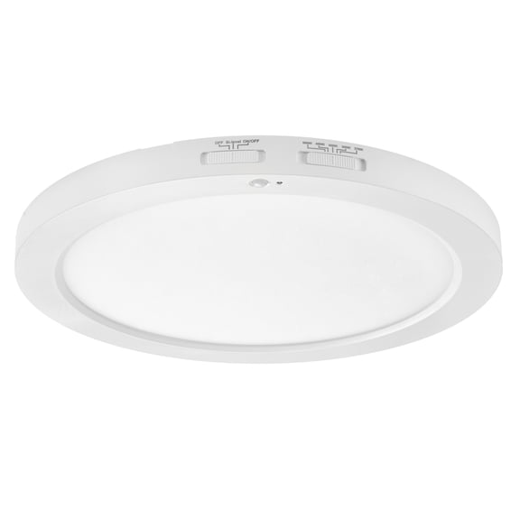 Maxxima 12 in. Round PIR Motion Sensor LED Ceiling Light Fixture, Flush Mount, 5 CCT 2700-5000K, 2000 Lumens