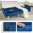 thumbnail image 6 of TYBOATLE 65" W Velvet Modern Convertible Folding Futon Couch Sofa Bed w/ 2 USB Charging Ports for Compact Living Space, Small Couches for Office, Dorm, RV Room, Apartment, Bedroom (Navy Blue), 6 of 9