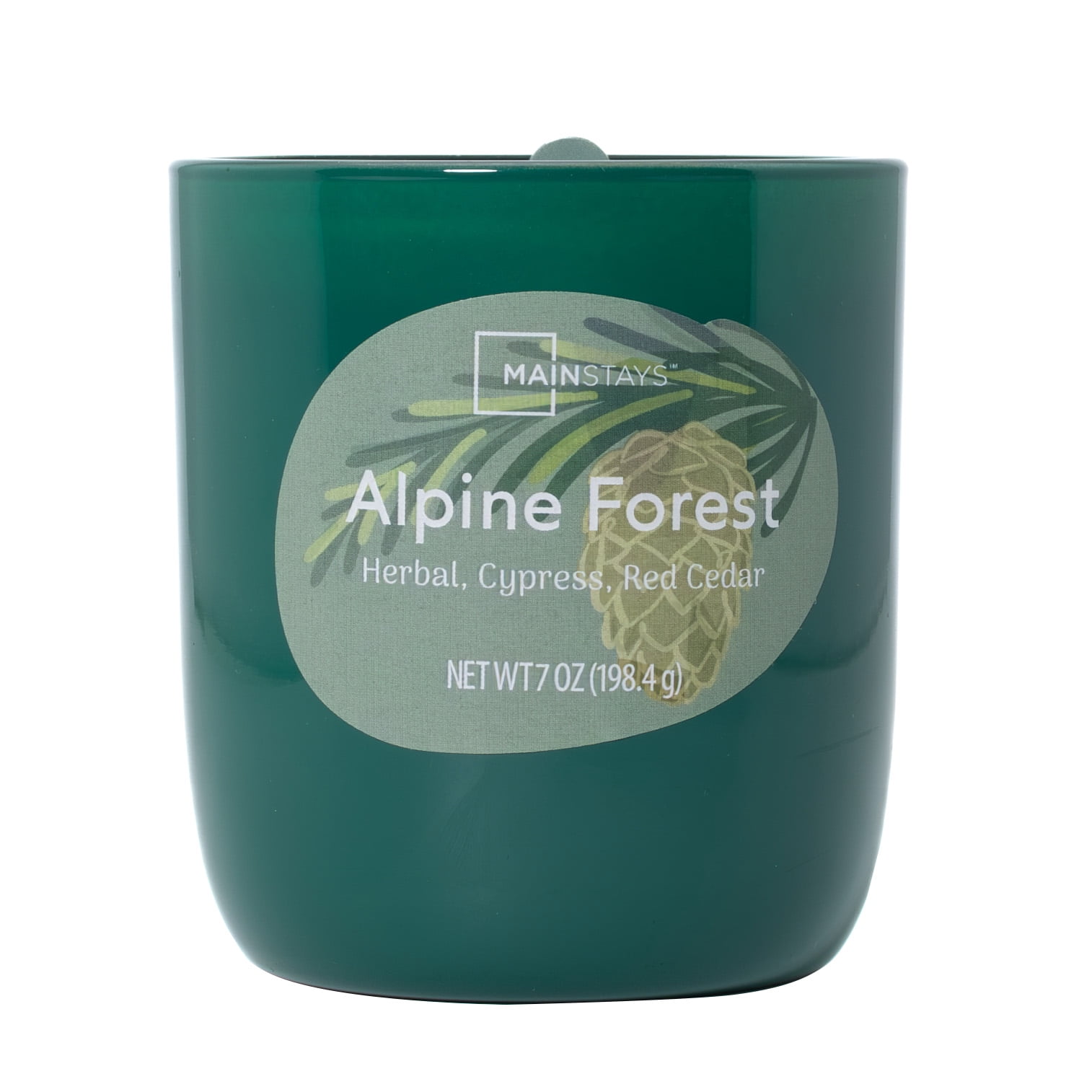 Mainstays 1-Wick Glossy Glass Candle, Alpine Forest, 7 oz
