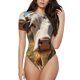 thumbnail image 1 of Fotbe Countryside Flower Cow Body de Mujer con Cuello Redondo y Mangas Cortas, Sin Mangas Ajustado, Suave, Cómodo y Básico-X-Large, 1 of 7
