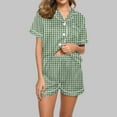 thumbnail image 2 of cfhntfmh 2 Piece Pajama Sets for Women Casual Print Collared Buttons down Soft Sleepwear Shirts Comfy Wide Leg Shorts Pjs Sets, 2 of 4