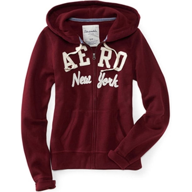 Sudadera con capucha Aeropostale Aero Ny con cremallera completa para mujer, rojo, pequeño
