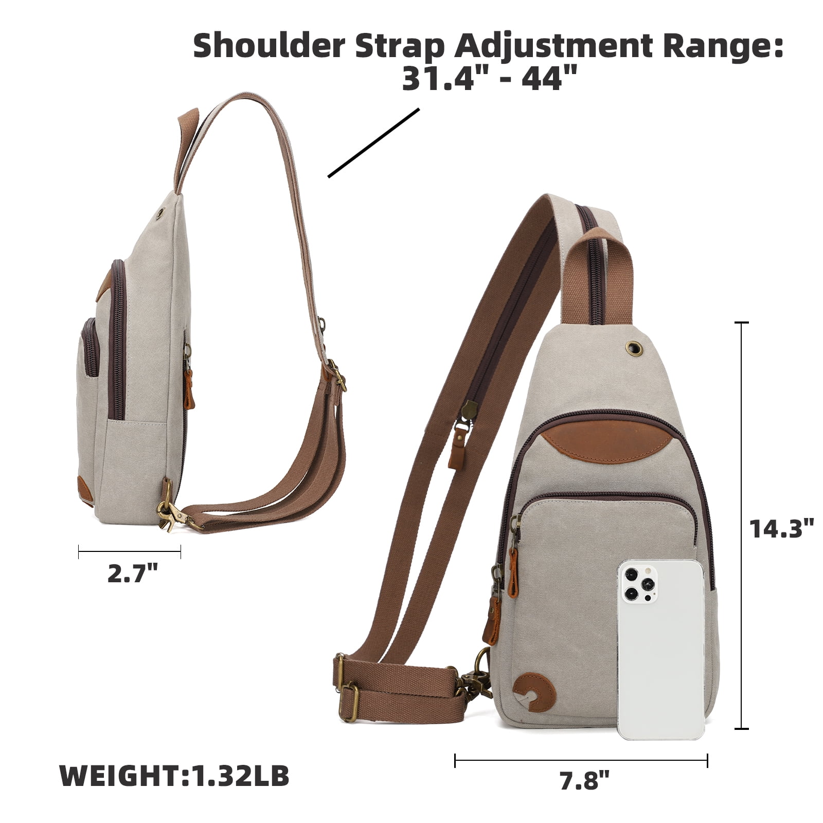 KL928 Canvas Sling Bag for Men Women Crossbody Backpack Sling Backpack Shoulder Bag Casual Daypacks
