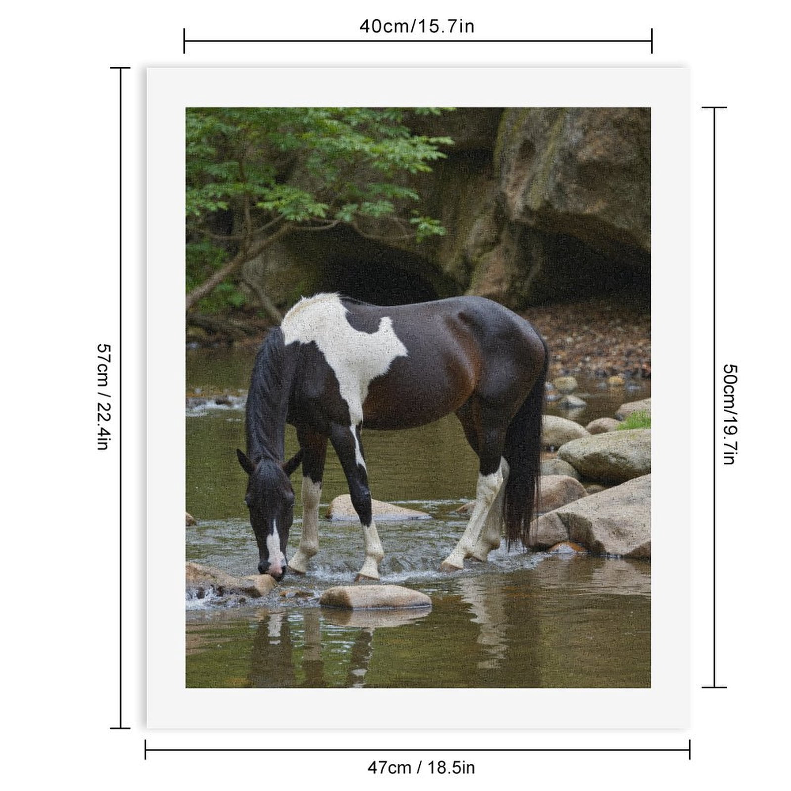 Paint By Numbers Kit for Adults Beginner - DIY Pinto Horse Creek Nature Serenity Canvas Painting Kits for Adults, Frameless Paint By Number for Adults for Home Wall Decor 16x20 Inch