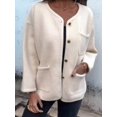 thumbnail image 5 of Women'S Autumn and Winter Fashion Casual Round Neck Long Sleeve Button Woolen Coat with Pockets White XXL, 5 of 7