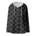 thumbnail image 3 of Gamivast Womens Jackets Plaid Lightweight Button up Hooded Coats with Cheats Pockets Trendy Long Sleeve Casual Shacket Jackets Loose Fitted Drawstring Outerwear no Power Bank, 3 of 6