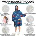 thumbnail image 5 of Wearable Oversized Blanket,DarkBlue Cartoon Dinosaurs Bones Pattern Wearable Blanket Hoodie for Adults,Cozy Hooded Blankets with Super Pockets,Super Warm Fuzzy Pullover for Women & Men, 5 of 6