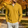 thumbnail image 2 of Quarter Zip Up Polo Shirts for Men Waffle Knit Long Sleeve Pullover Slim Fit Casual Fall Collared Golf Sweatshirts, 2 of 8