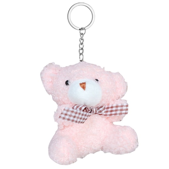 Cute Brown Bear Keychain,Plush Bear Dolls KeyChain, Soft Brown Bear DIY Keychain, Backpack Decorative Pendant Car Accessories, Girls Women Gift (Pink)
