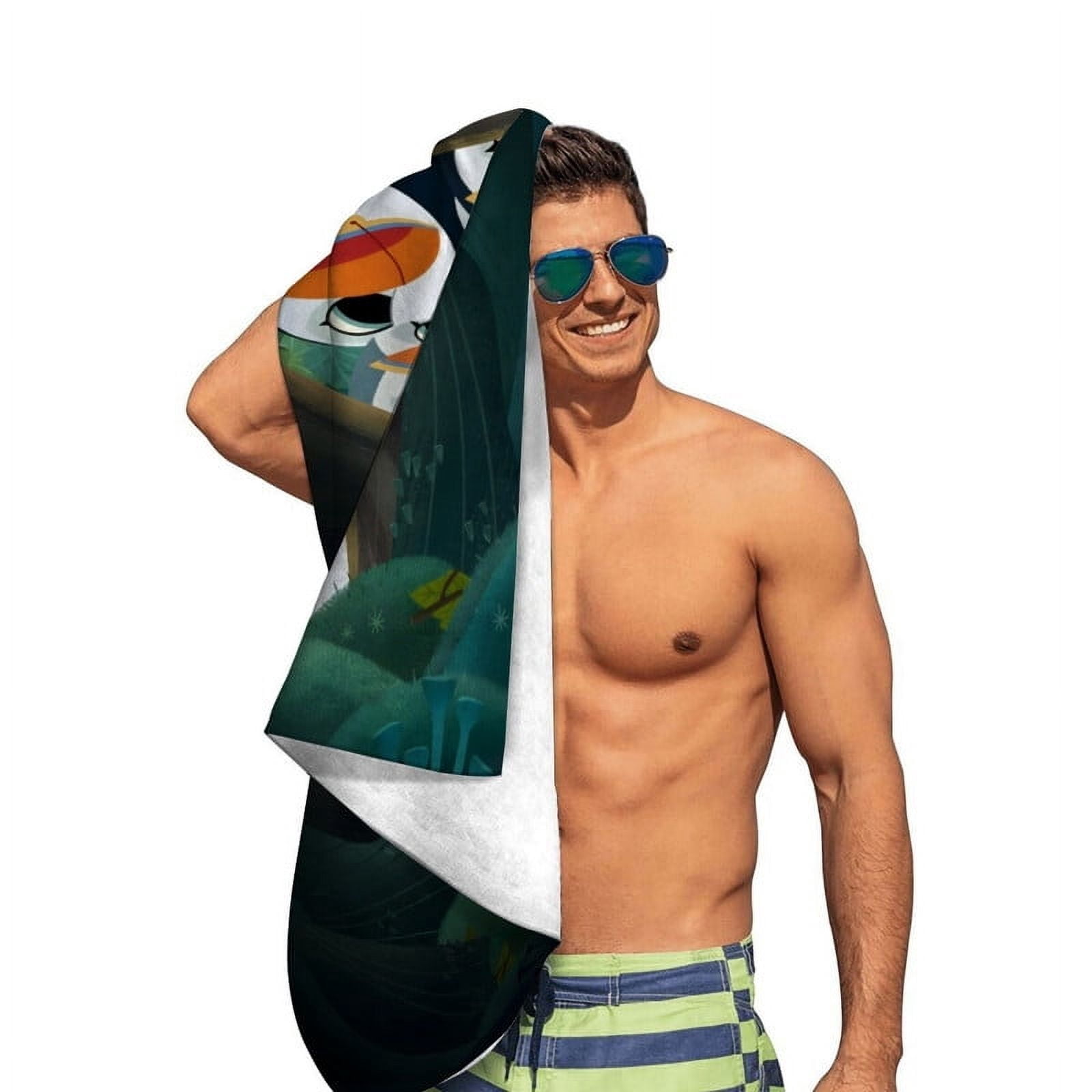 Puffin Rock Cartoon Gifts Beach Towel for Women Kids Birthday Bath Outdoor Quick Dry Lightweight 30.7×51in