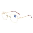 thumbnail image 3 of GJX Women’S Fashion Blue Light Blocking Oversized Reading Glasses +1.5,Metal Gold Rimless Readers 1.50, 3 of 8