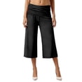 thumbnail image 2 of Pants for Women Capri Fold Over Cropped Pant Stretch Low Rise Wide Leg Yoga Bottoms, S, 2 of 7
